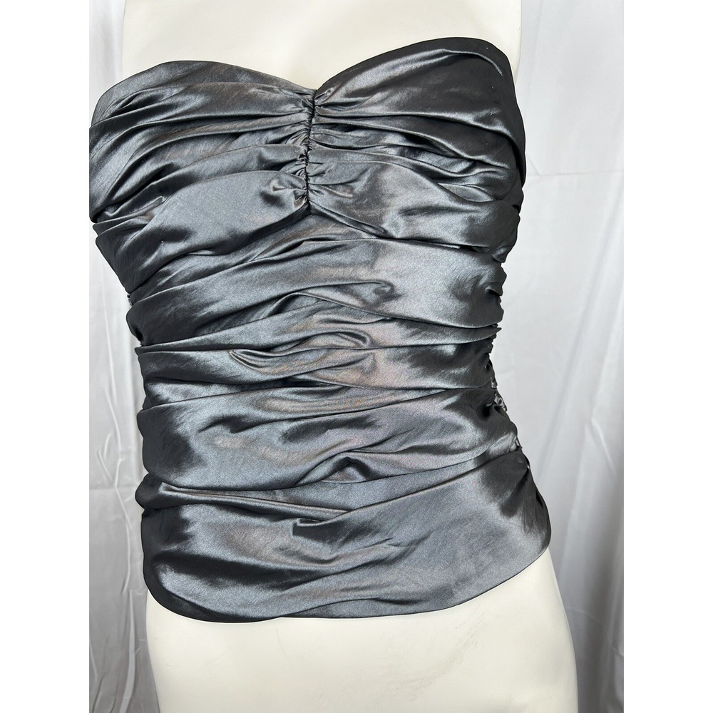 Davids Bridal Strapless Pewter Bustier Corset sz 8-altered at waist